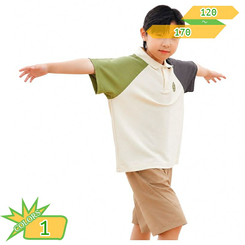500円OFFクーポン ポロシャツ キッズ 半袖 男の子 ゆったり 体型カバー 子供服 バイカラー ラグラン 配色 襟付き トップス カジュアル ボーイズ ジュニア 通学 通園 お出かけ 夏服 普段着 takushistore