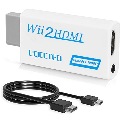 L QECTED Wii To HDMI 変換アダプタ(1.5M HDMI接続ケーブルが付属します ) Wii専用HDMI コンバーター480p/720p/1080pに変換 3.5mmオーディオ-HDMI接続でWiiを1080pに変換出力-wii hd