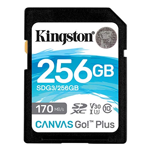 特殊:B0858J45S6コード:0740617301519ブランド:Kingston規格：SDG3/256GB商品カラー: ブラック|ホワイト|ブルーサイズ情報:D: 256GB商品サイズ: 高さ0.2、幅3.2、奥行き2.4商品重量:9この商品について日本正規代理店品容量:256GBカードタイプ :SDXC /CLASS10/ UHS-I U3/V30転送速度 : 読み込み最大170MB/s 書き込む最大90MB/s 最大170MB/秒転送を実現するには、専用のカードリーダーが必要です。(Kingston MobileLite Plus microSD Reader、型番:MLP)保証/サポート:永久保証保証、無料技術サポート› もっと見るブランドKingstonモデル名Canvas SDカードフラッシュメモリタイプSDXCカードメモリストレージ容量256 GB対応デバイスカメラこの商品について日本正規代理店品容量:256GBカードタイプ :SDXC /CLASS10/ UHS-I U3/V30転送速度 : 読み込み最大170MB/s 書き込む最大90MB/s 最大170MB/秒転送を実現するには、専用のカードリーダーが必要です。(Kingston MobileLite Plus microSD Reader、型番:MLP)保証/サポート:永久保証保証、無料技術サポート› もっと見る発送サイズ: 高さ23.3、幅17.9、奥行き0.7発送重量:40Kingston の Canvas Go Plus SD は、最大 170MB/秒の優れた転送速度を到達でき、デジタル一眼レフ/ミラーレスカメラ、4K ビデオ制作に最適です。 4K UHD のビデオ撮影が最適 U3 および V30 パフォーマンス対応 防水加工、耐振性、X線照射および温度に耐性を持ちます。過酷な環境下で使用できます。ブランド紹介 当社は、高い品質と信頼性、丁寧なサービスを提供し、お客様に安心して製品をご利用いただけるよう努めております。 PCメモリストアにアクセス 内蔵SSDストアにアクセス 外付けSSDストアにアクセス メモリカードストアにアクセス USBメモリストアにアクセス ゲーマー向けストアにアクセスメーカーによる説明優れた速度128GB 1TBモデルは最大170/90MB/秒の読取り/書込み速度を実現し、コンテンツをより速く転送します。最大1TBまでの容量モデルをご提供しております。***64GBモデルは最大170/70MB/秒の読取り/書込み速度を実現します。***最大転送速度を実現するには、専用のカードリーダーが必要です。 Kingston MobileLite Plus microSD Reader、型番：MLP)UHS-I U3、V30対応UHS-I U3とV30に対応し、高解像度の連写と録画性能を引き出せる高速仕様です。さらに、デジタル一眼カメラでの4K UHDビデオや高速連写向けで、高速でパフォーマンスが改善されており、ワークフローを加速します。高い耐久性防水性、耐熱 耐寒性、耐衝撃 耐振性およびX線照射に対する耐性についてテストされて実証済みです。***水深1 m、30分間の連続水没時のIEC/EN 60529 IPX7認証の耐水性を持ちます。-25 85 の温度範囲に対応します。MIL-STD-883H、METHOD 2002.5米軍標準テスト方法に基づきます。ISO7816-1のガイドライン 指針 に基づくX線被爆から保護されています。 2023年、自己認証 Canvas Select PlusCanvas Go PlusCanvas React PlusCanvas React Plus V60カートに入れる購入オプションカートに入れるカートに入れるカスタマーレビュー5つ星のうち4.3 4,7495つ星のうち4.4 15,6155つ星のうち4.4 15,6165つ星のうち4.4 15,616価格 9,950 9,950—no data 26,999 26,999 33,999 33,999容量64GB 128GB 256GB 512GB64GB 128GB 256GB 512GB 1TB32GB 64GB 128GB 256GB128GB 256GB 512GB 1TB規格SDXCSDXC32GB：SDHC 64-256GB：SDXCSDXCスピードクラス UHSクラス 64GB：UHS-I、U1、V10、Class10 128-512GB：UHS-I、U3、V30、Class10UHS-I、U3、Class10、V30UHS-II、U3、Class10、V90UHS-II、U3、Class10、V60最大読み込み/書き込み速度64GB：100MB/秒 128-512GB：100/85MB/秒64GB：170/70MB/秒 128GB-1TB：170/90MB/秒300/260MB/秒128GB：280/100MB/秒 256GB-1TB：280/150MB/秒データ保護機能耐水性、耐熱 耐寒性、耐衝撃 耐振性、耐X線耐水性、耐熱 耐寒性、耐衝撃 耐振性、耐X線耐水性、耐熱 耐寒性、耐衝撃 耐振性、耐X線耐水性、耐熱 耐寒性、耐衝撃 耐振性、耐X線温度範囲動作：-20 85 保管：-40 85 動作：-25 85 保管：-40 85 動作：-25 85 保管：-40 85 動作：-25 85 保管：-40 85 社内テストに基づくパフォーマンスは、ホストデバイスによって異なります。独自のテクノロジーによって製造され、UHS-I 104MB/秒の仕様を上回る最大 170MB/秒の読み取り速度を実現しています。フルパフォーマンスを発揮するためにはMobileLite Plusリーダーが必要です。フラッシュストレージデバイスに関する上記容量の一部は、フォーマットおよびその他機能用に使われるため、データ保管には使用できません。実際に使用可能なデータストレージの容量は、製品に記載されている容量よりも少なくなります。詳細については、Kingston の「Flash Memory Guide」をご覧ください。キングストンについてデザインインにも受託製造にも対応するKingstonは、ビッグデータからノートパソコンやPC、スマートテクノロジーやウェアラブルテクノロジーといったIoTベースのデバイスまで、生活や仕事、遊びに使用されるソリューションを提供します。PCメーカーやクラウドをホストする企業が、その製造力をKingstonに頼っています。当社の情熱が、世界中で日 使用されているテクノロジーを進化させる原動力となっています。当社は製品を超えたより広い視点から、お客様のニーズを満たし、違いを生み出すソリューションを提供するために取り組んでいます。