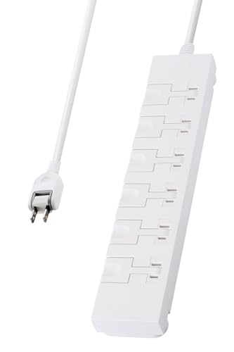 エレコム 電源タップ 雷ガード 6個口 2m 片手でプラグを抜ける マグネット 回転脚パーツ 吊り穴 極性対..