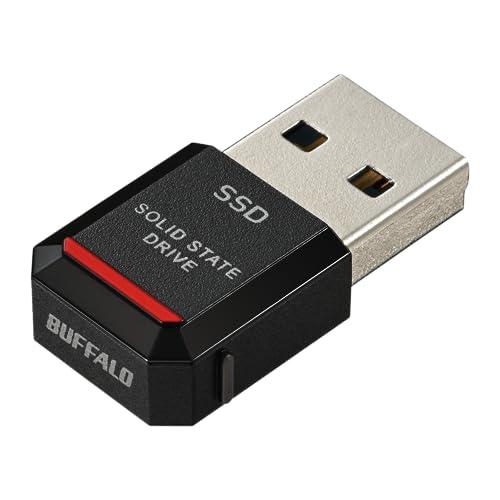 バッファロー SSD 外付け 500GB 極小 コンパクト ポータブル PS5 / PS4 対応 (メーカー動作確認済) USB3.2 Gen2 読込速度 600MB/s ブラック エコパッケージ SSD-PST500U3BA/N