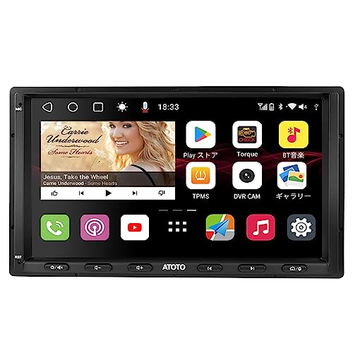 ATOTOT S8 MS 2 Din Android カーナビ, 7インチ ディスプレイオーディオ, ワイヤレス Android Auto ワイヤレス CarPlay，4G+32G, 内蔵4G LTEモデム、WiFi/BT/USB テザリング、GPS