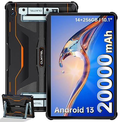 2023 OUKITEL RT6 防水タブレット 20000mAh大型バッテリー Android13 タブレット、防水耐衝レット10インチ大画面IPS 1200 * 1920の解像度FHD+ 、14GB RAM + 256GB ROM 1TB拡張可能