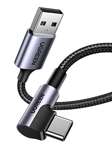 UGREEN USB Type C ケーブル L字ナイロン編み 3A急速充電 Quick Charge 3.0/2.0対応 56Kレジスタ実装 Xperia XZ XZ2、LG G5 G6 V20等対..