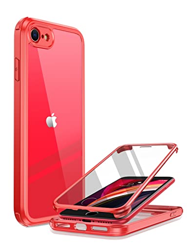 Miracase iPhoneSE用 ケース 第2世代 iPhoneSE2用ケース iPhone8用ケース 2020 9H強化ガラス 4.7インチ フルカバー 360 保護 赤