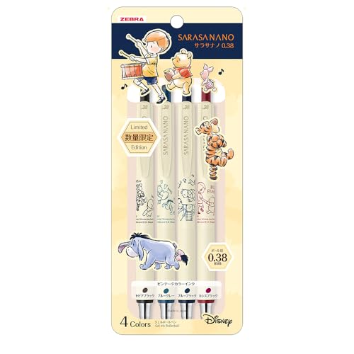 ゼブラ ジェルボールペン サラサナノ 0.38mm くまのプーさん 限定 4色セット JJX72-DSWP-4C