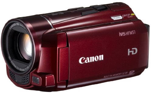 Canon デジタルビデオカメラ iVIS HF M51 レッド 光学10倍ズーム フルフラットタッチパネル IVISHFM51RD
