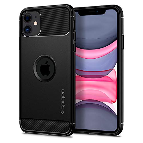 Spigen iPhone11ケース 耐衝撃 米軍MIL規格取得 TPU さらさら 衝撃吸収 傷防止 ソフトケース カバー カメラ保護 Qi充電 ワイヤレス充電 ラギッド アーマー 076CS27183 (マット ブラック)