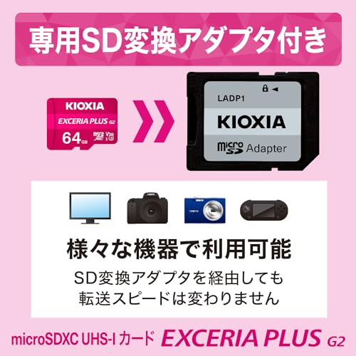 KIOXIA(キオクシア) 旧東芝メモリ microSD 64GB UHS-I U3 V30 Class10 Nintendo Switch動作確認済 microSDXC 最大読出100MB/s 国内サポート正規品 メーカー保証5年 KLMPB064G