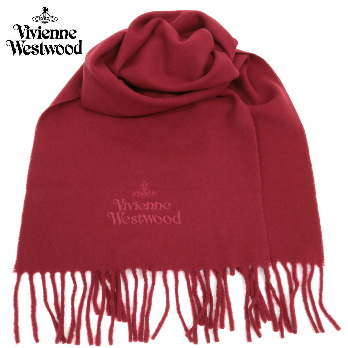 ヴィヴィアンウエストウッド マフラー Vivienne Westwood RED オーブ＆ロゴ同色刺繍 赤 vwm1624 ブランド ヴィヴィアン プレゼント ギフト あす楽対応 クリスマス バレンタイン ウール 男女兼用 ビジネス カジュアル おしゃれ メンズ レディス 人気 高級 ビビアン