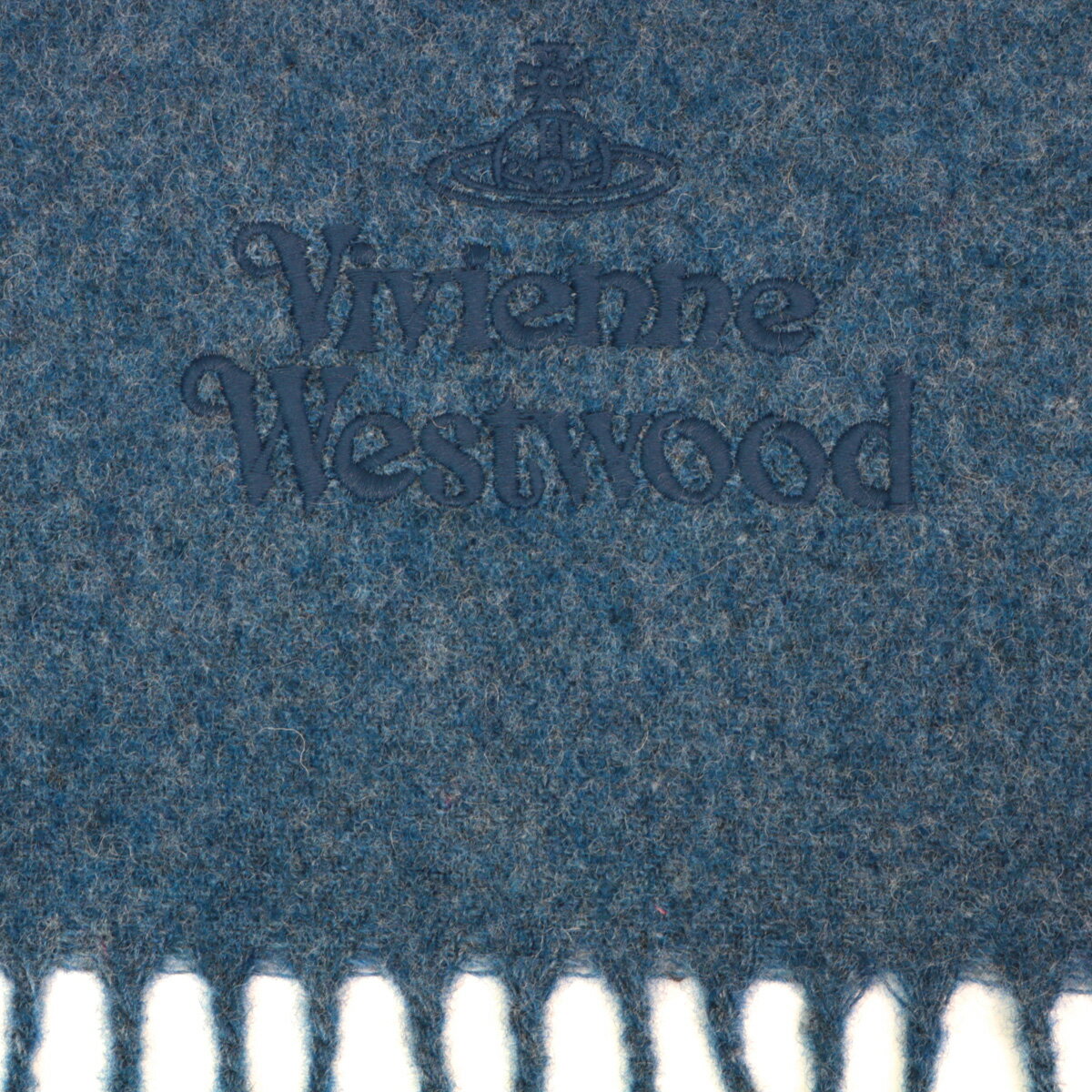 ヴィヴィアンウエストウッド マフラー Vivienne Westwood DENIM BLUE オーブ＆ロゴ同色刺繍 ブルー vwm1626 ブランド ヴィヴィアン プレゼント ギフト あす楽対応 クリスマス バレンタイン ウール 男女兼用 ビジネス カジュアル おしゃれ メンズ レディス 人気 高級 ビビアン