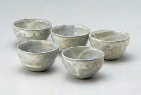 ◇高嶋金物店◇【五客湯呑】丸義粉引白流し五客湯呑 丸義作 140cc 5客1組