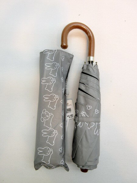◇高嶋金物店◇晴雨兼用折傘ミッフィーうさぎ柄折り畳み傘 グレー368MIF-412D