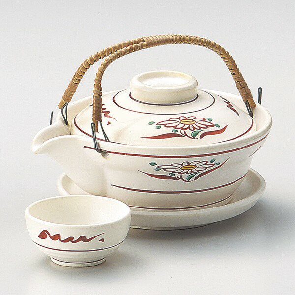 ◇高嶋金物店◇【日本製】赤絵花土瓶むし 280cc 17407-139