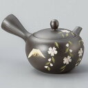 ◇高嶋金物店◇常滑焼急須【深蒸し急須/さわやか網急須】富仙黒丸型しだれ桜急須 富仙作 330cc Y719