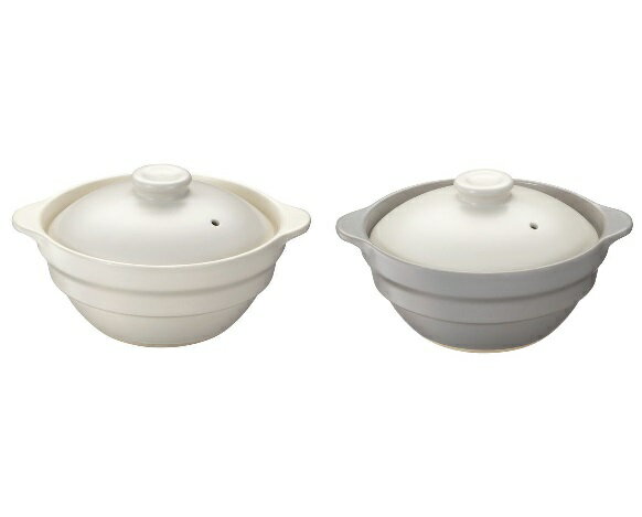 ◇高嶋金物店◇イシガキ 直火対応 収納性がいい土鍋5号 ホワイト/グレー