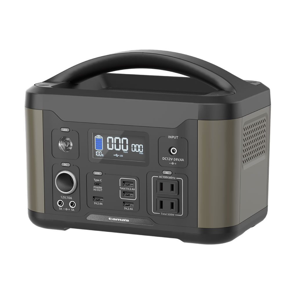 【ブラックフライデー！ポイント5倍！期間限定クーポン】ポータブル電源500W 大容量 多摩電子工業 日本メーカー 防災 キャンプ レジャー 停電時 DIY 災害 アウトドア 車中泊 非常用電源 500W 大容量バッテリー TL107G