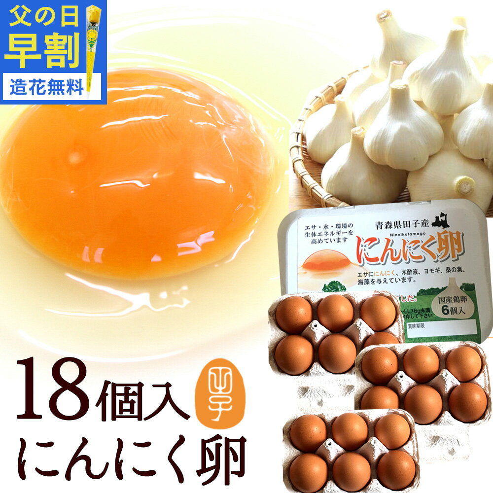 父の日超早割 15%OFF 卵 生卵 高級 にんにく卵 たまご ギフト【生卵18個入】卵かけご飯 のし カード無料 甘く生臭さニンニク臭無し 青森の特産にんにくで育った鶏が産む健康卵 食べ物 TV 紹介 プレゼント お取り寄せ グルメ 玉子 筋トレ ダイエット お祝い 結婚祝い
