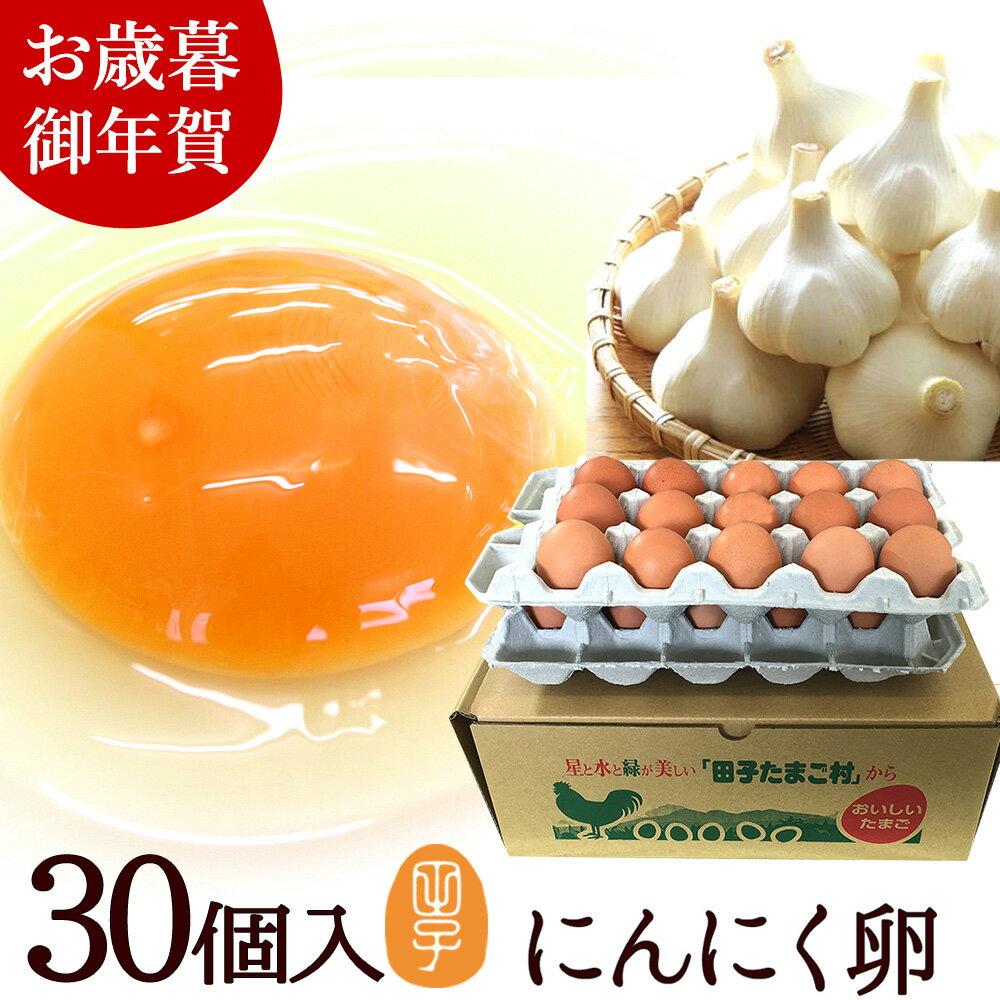 お歳暮 ギフト 卵 生卵 高級 にんにく卵 たまご【生卵30個入(生卵25個+破損保証5個)】卵かけご飯 トレ..