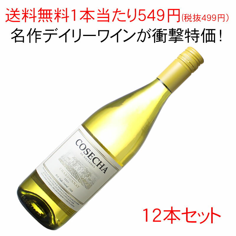 【送料無料】ワインセット　1本あたり499円！（税抜）　コセチャ　タラパカ　シャルドネ　12本セット　家飲み　まとめ買い　ヴィンテージが異なる場合があります　[2019]　＜白＞　＜ワイン／チリ＞