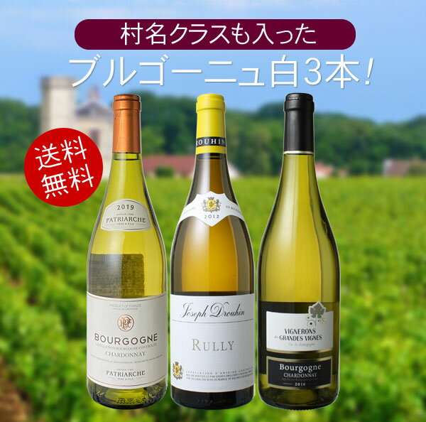 【送料無料】ワインセット ブルゴーニュ 白ワイン 3本 セット 村名クラス入 シャルドネ 家飲み 父の日 御祝 誕生日 結婚祝い ギフト プレゼント 第13弾