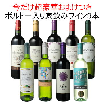 【送料無料】ワインセット 家飲み ワイン 9本 セット ボルドー入 赤ワイン 白ワイン デイリーワイン 飲み比べ パーティー おうちで満喫 父の日 御祝 誕生日 結婚祝い 第96弾