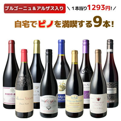 【送料無料】ワインセット ワイン 家飲み 赤 ピノ・ノワール 9本 セット ブルゴーニュ ニュージーランド カリフォルニア ドイツ ソムリエ厳選 御祝 誕生日 結婚祝い ギフト プレゼント パーテ…