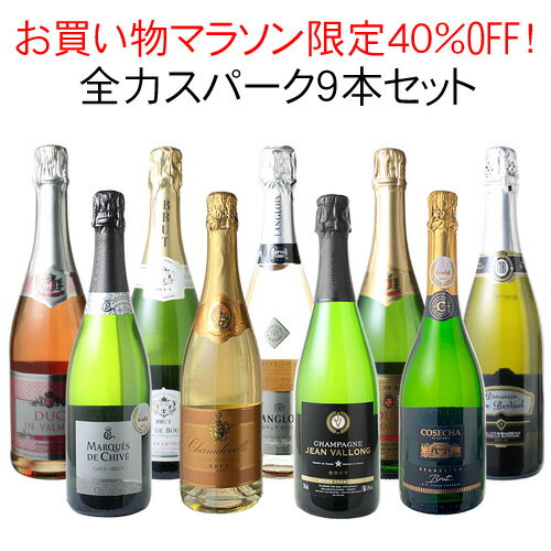 【スーパーセール限定半額】【送料無料】ワインセット 全力全開 スパークリングワイン 9本 セット シャンパン入 カヴァ入 辛口 飲み比べ ソムリエ厳選 ワイン シャンパーニュ カバ wine 御祝 誕生日 結婚祝い 父の日 ギフト プレゼント第16弾 【沖縄・離島は別料金加算】のサムネイル