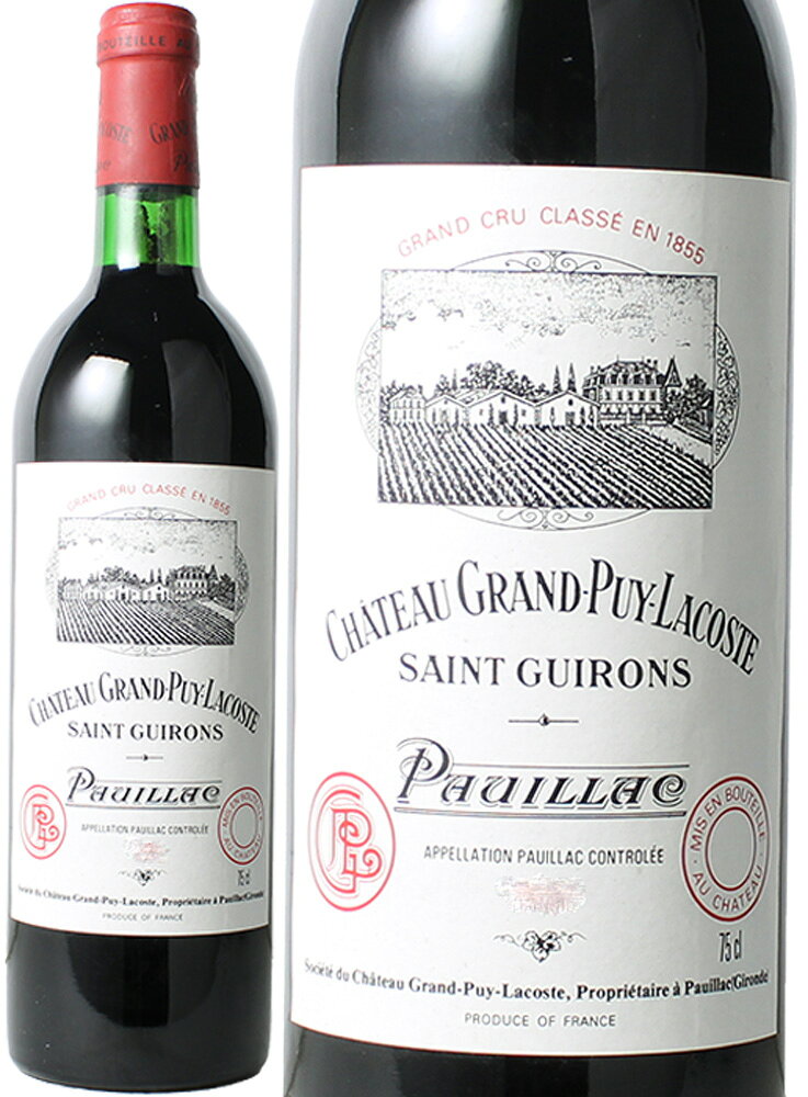 ワイン名Chateau Grand Puy Lacosteワイン種別赤ブドウ品種カベルネ・ソーヴィニヨン　メルロー　カベルネ・フラン生産者シャトー・グラン・ピュイ・デュカス生産地などボルドー　メドック　ポイヤック　原産地呼称AOCポイヤックその他備考メドック格付け第5級