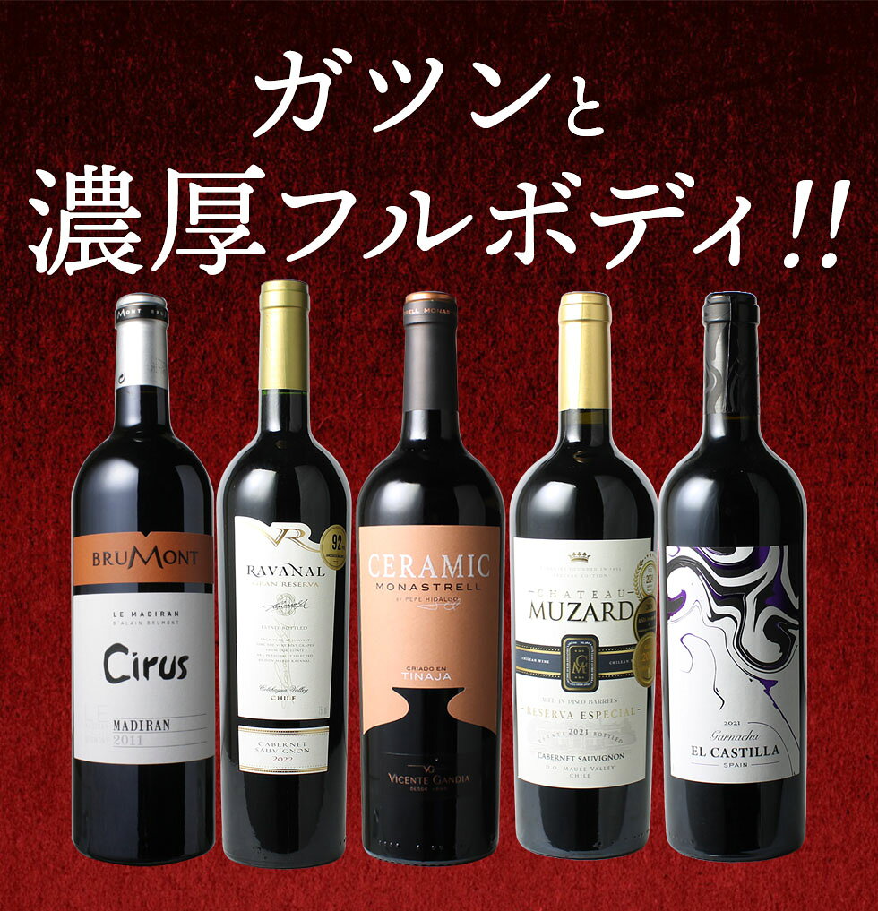 【送料無料】ワインセット 濃厚 フルボディ 赤ワイン 5本 セット ボルドー マディラン イタリア スペイン 飲みごたえ文句なし お中元 ギフト プレゼント 第52弾 tamaki-web-10005374 ワインショップ ドラジェ サンプル画像2