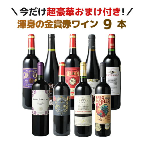 【送料無料】ワインセット 金賞ワイン 赤ワイン 9本 セット 渾身 ボルドー フランス スペイン ポルトガル パーティー ソムリエ厳選 家飲み 御祝 誕生日 型破り金 第57弾
