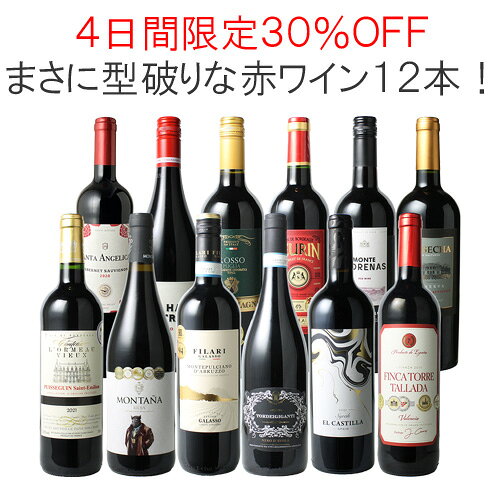 【4日間限定30%OFF】【送料無料】ワインセット 渾身 赤ワイン 12本 セット ボルドー フランス イタリア スペイン ポルトガル 型破り赤 御祝 誕生日 結婚祝い 敬老の日 ギフト 第65弾 tamaki-web-10033201 ワインショップ ドラジェ パッケージ画像