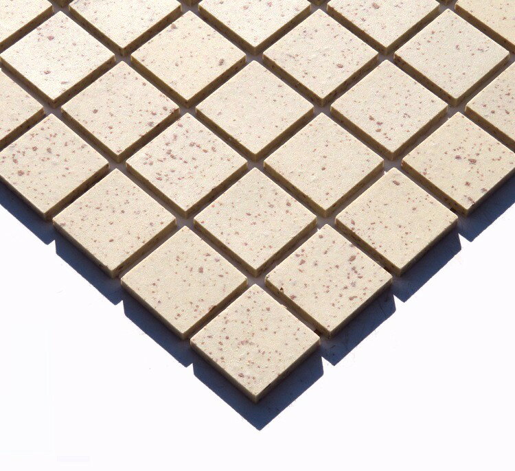 25mm角 《 無釉 》 タイル 茶斑 ［ シート販売 ］