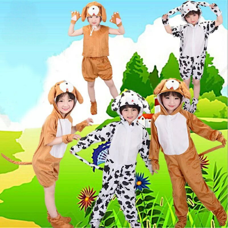 Rakuten - 子ども 動物 着ぐるみ 犬 DOG いぬ コスチューム ネコ ハロウィン 衣装 子供 男の子 女の子 ハロウィーン衣装 フリース 仮装 帽子付け 写真撮影用 余興 宴会 110 100 イベント用品