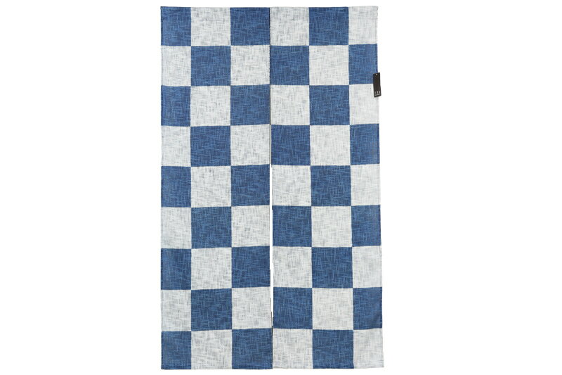 のれん　藍染　市松　綿67％　レーヨン33％　万葉舎　88cm×140cm　日本製　和インテリア