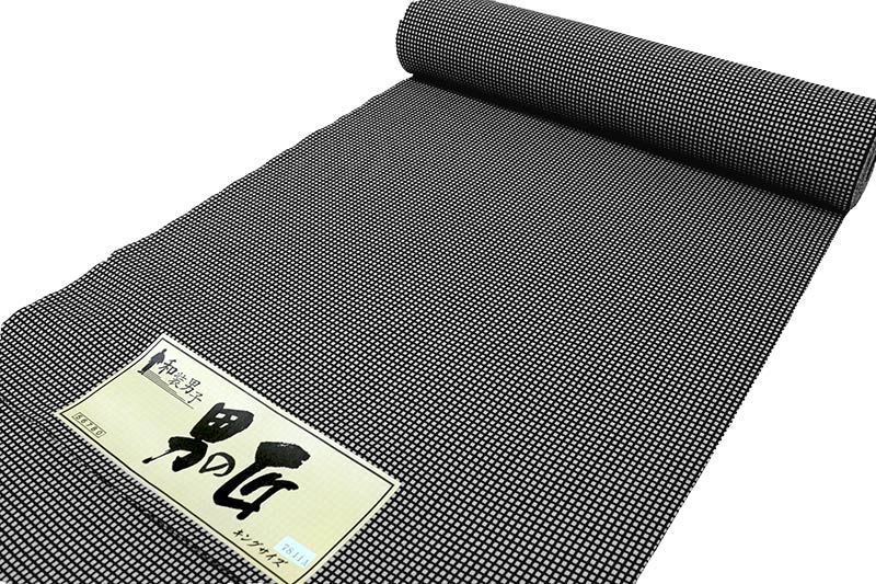 東レ シルジェリー 男物きもの 反物 格子 黒/グレー