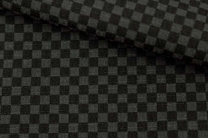 東レ シルジェリー 男物きもの 反物 市松 黒/ダークグレー