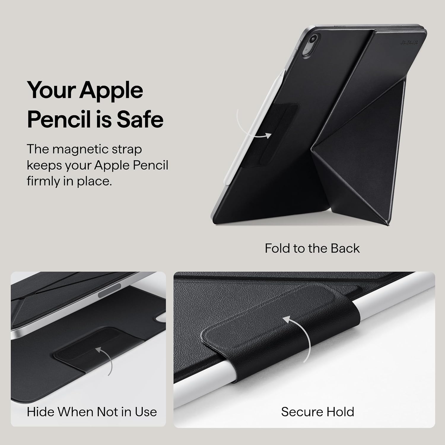 【SALE半額★80％OFF】PITAKA iPad Pro 11インチ ケース（M5/M4、2025/2024）iPad Pro 11インチ カバー 横置＆縦置 タブレットスタンド 磁気吸着 超スリム 軽量 極薄 衝撃保護 折りたたみ 角度調整可能 三角形の構造 安定感 iPad スタンド Folio 2/ブラック - Image 3