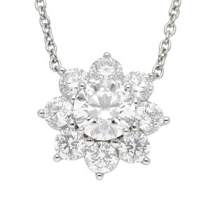 HARRY WINSTON ハリーウィンストン サンフラワー ペンダント ネックレス ミディアム ダイヤモンド(1.03ct E-VS1-3Ex) サイドダイヤモンド(約1.21ct) PT950 プラチナ GIA鑑定書 HW【送料無料】【代引き手数料無料】【中古】24120301