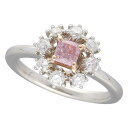 スクエア ファンシーパープルピンクダイヤモンド(0.33ct FPP-I1) ダイヤモンド(0.30ct) リング Pt900 プラチナ 750 K18 PG ...