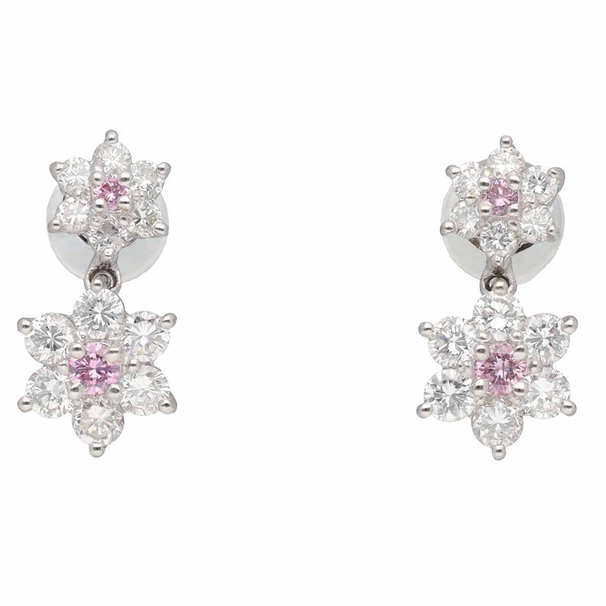Rakuten - ピンクダイヤモンド(0.05ct/0.05ct)ダイヤモンド(0.39ct/0.36ct)デザイン ピアス Pt900 プラチナ 鑑別書【送料無料】【代引き手数料無料】【中古】23631102