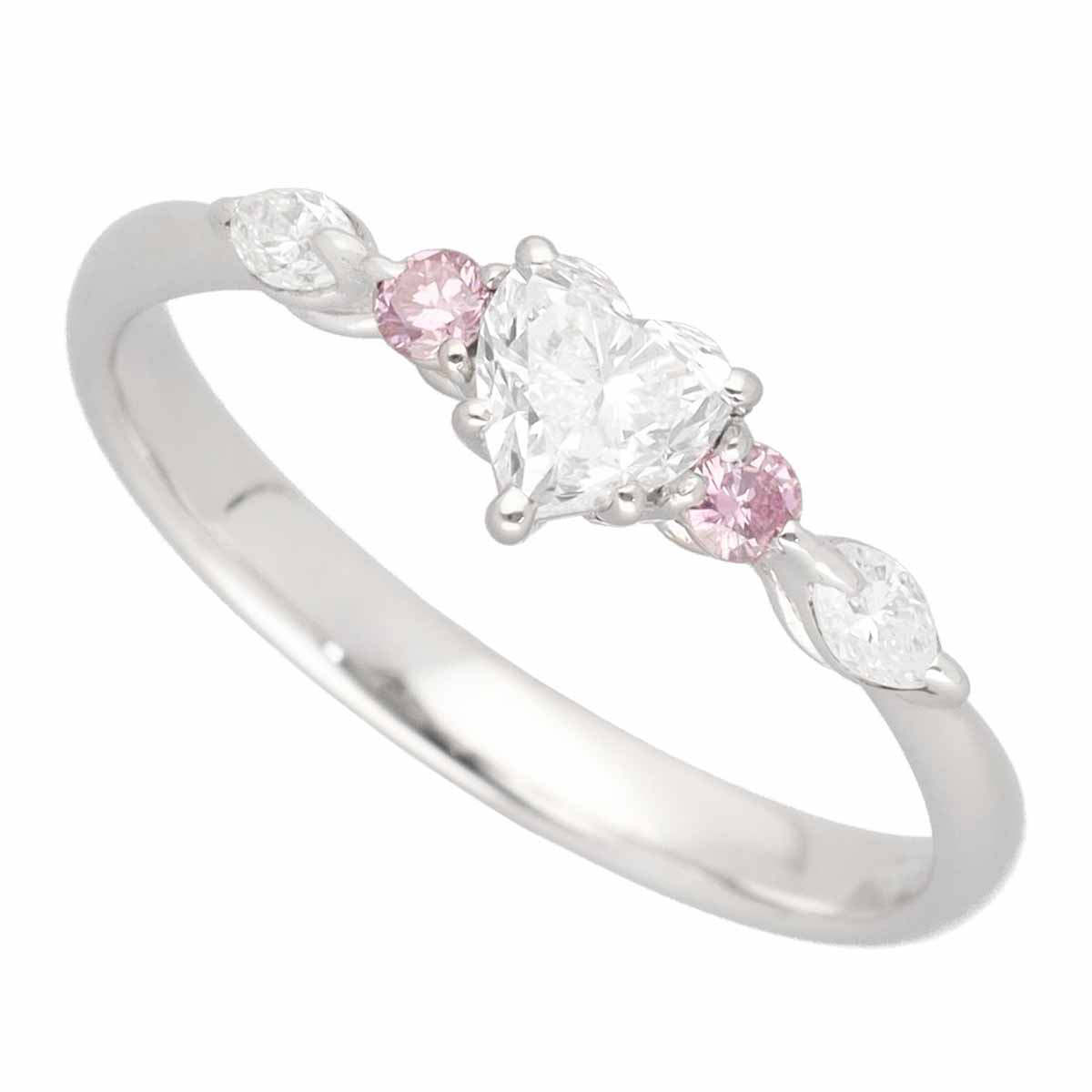 Rakuten - ハートシェイプダイヤモンド(0.378ct D-VS1)サイドピンクダイヤモンド(0.037ct FPP-SI2/0.031 FPP-SI2)ダイヤモンド(0.11ct)リング Pt950 プラチナ 日本サイズ約13号 #53 鑑定書【送料無料】【代引き手数料無料】指輪【中古】25130402