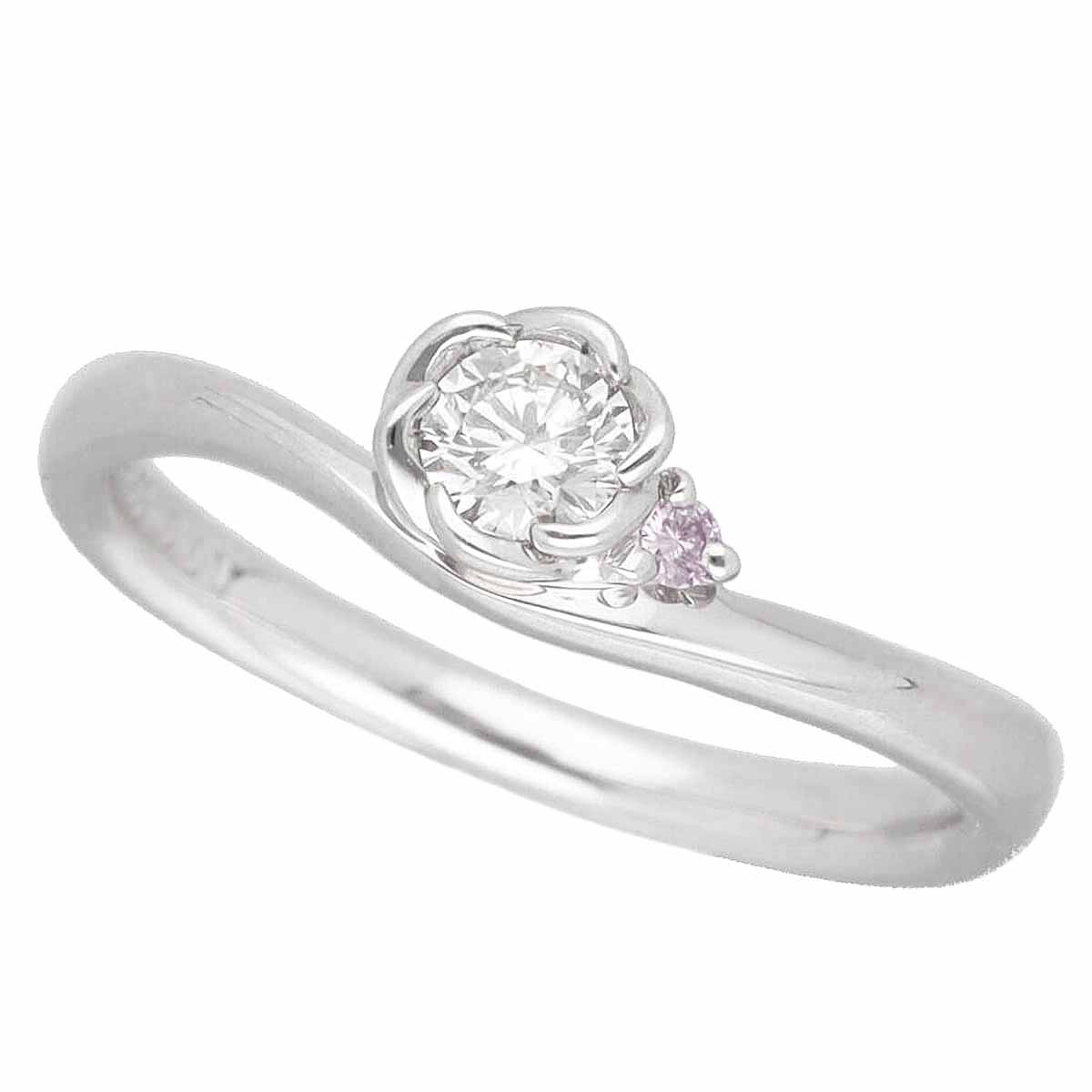 Rakuten - TRECENTI トレセンテ チェリーブロッサム ダイヤモンド(0.19ct)ピンクダイヤモンド(0.01ct) リング Pt950 プラチナ 日本サイズ約9号 #49 フローラ 【送料無料】【代引き手数料無料】指輪【中古】210121203