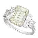 エメラルドカットダイヤモンド(5.01ct N-VS1)サイドダイヤモンド(1.56ct/0.45ct)リング Pt900 プラチナ 日本サイズ約13号 #53...