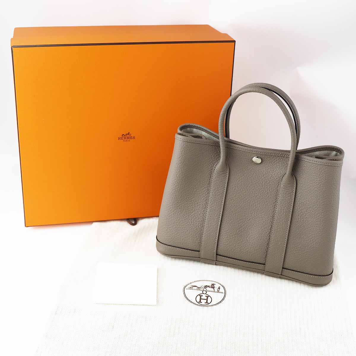 HERMES エルメス ガーデンパーティ TPM 30 カントリー A刻印 ヴォーネゴンダ クレ シルバー金具【中古..