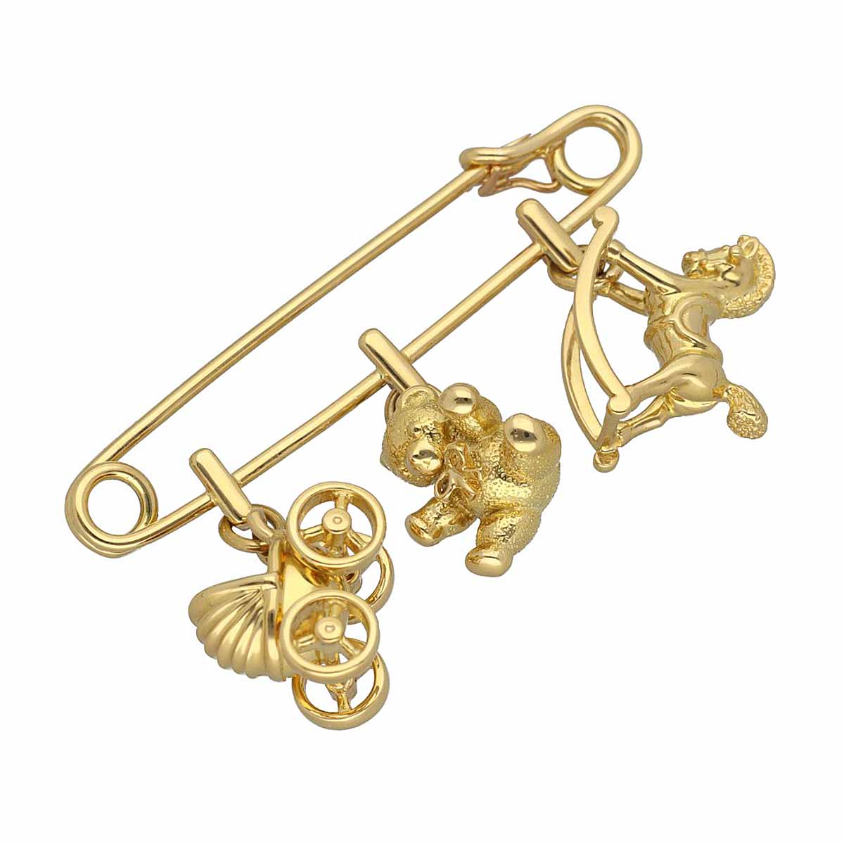 Cartier カルティエ ゴールド チャーム ブローチ ベビーカー ベア ロッキングホース 750 K18 YG イエロ..