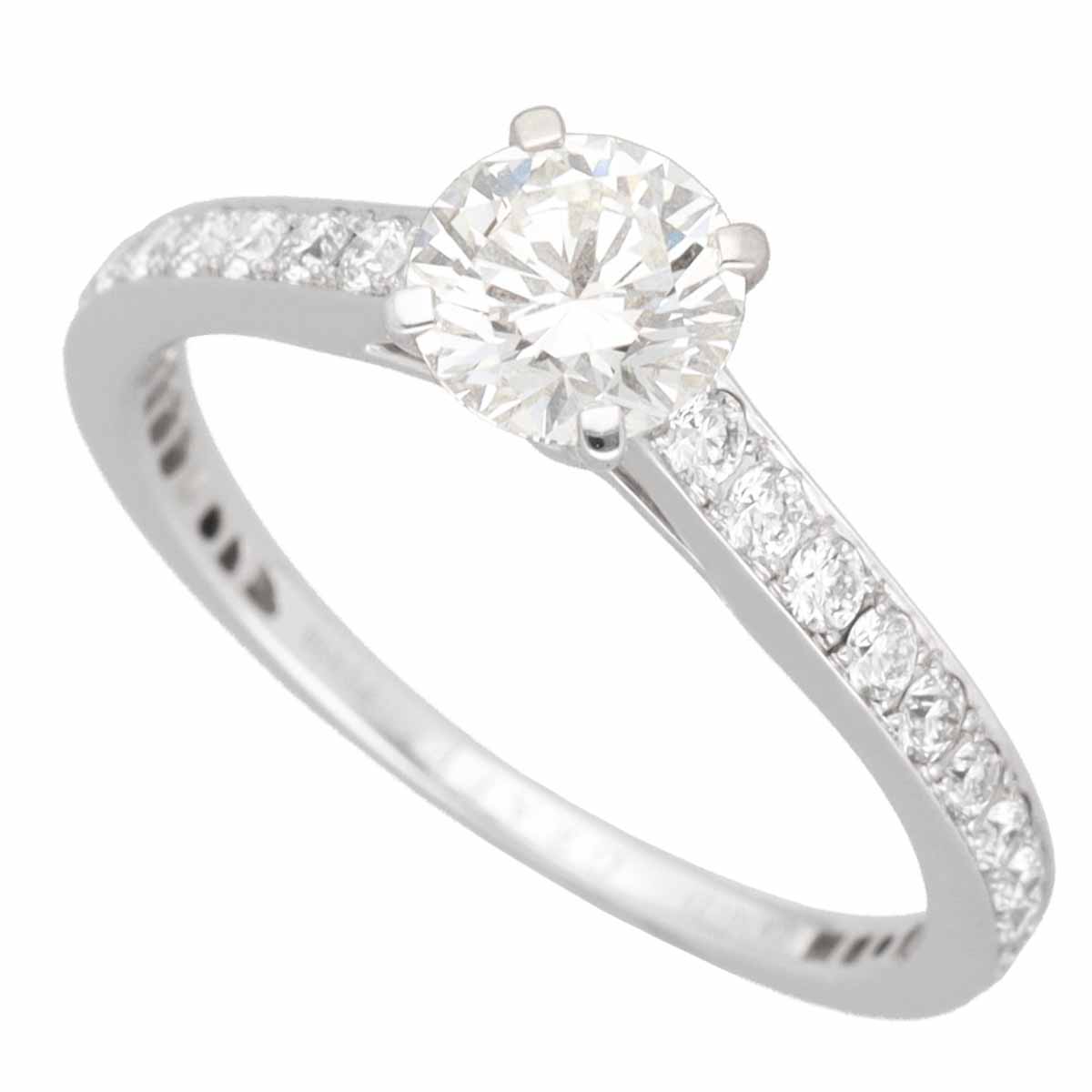 GRAFF グラフ フレーム ラウンドダイヤモンド(0.58ct J-VVS1-Ex) サイドダイヤモンド リング PT950 プラチナ 日本サイズ約9号 #49【送料無料】【代引手数料無料】ソリティア ロンドン【中古】23430702