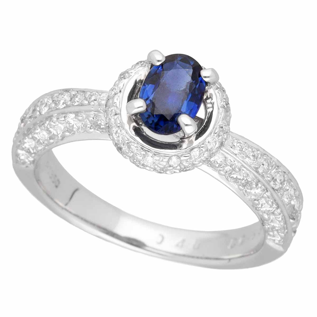 Rakuten - オーバル ブルーサファイア(0.48ct) ダイヤモンド(0.65ct) リング Pt950 プラチナ 日本サイズ約8号 #48 鑑別書【送料無料】【代引き手数料無料】指輪【中古】23120318