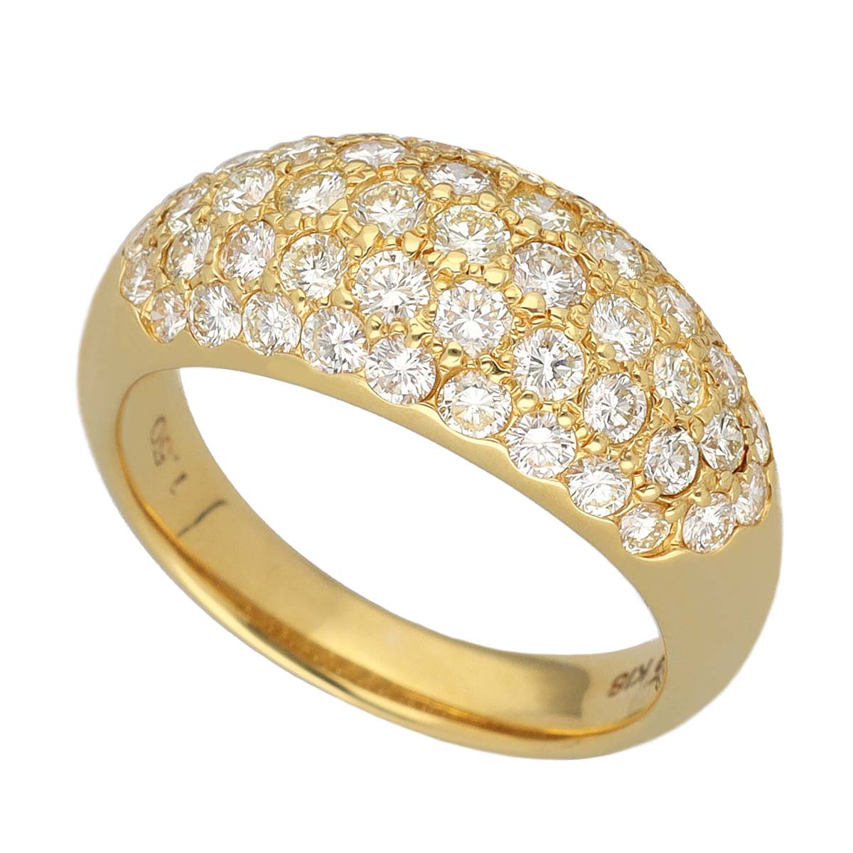 Rakuten - パヴェダイヤモンド(1.50ct) リング 750 K18 YG イエローゴールド 日本サイズ約12号 #52 鑑別書【送料無料】【代引き手数料無料】指輪【中古】23130320