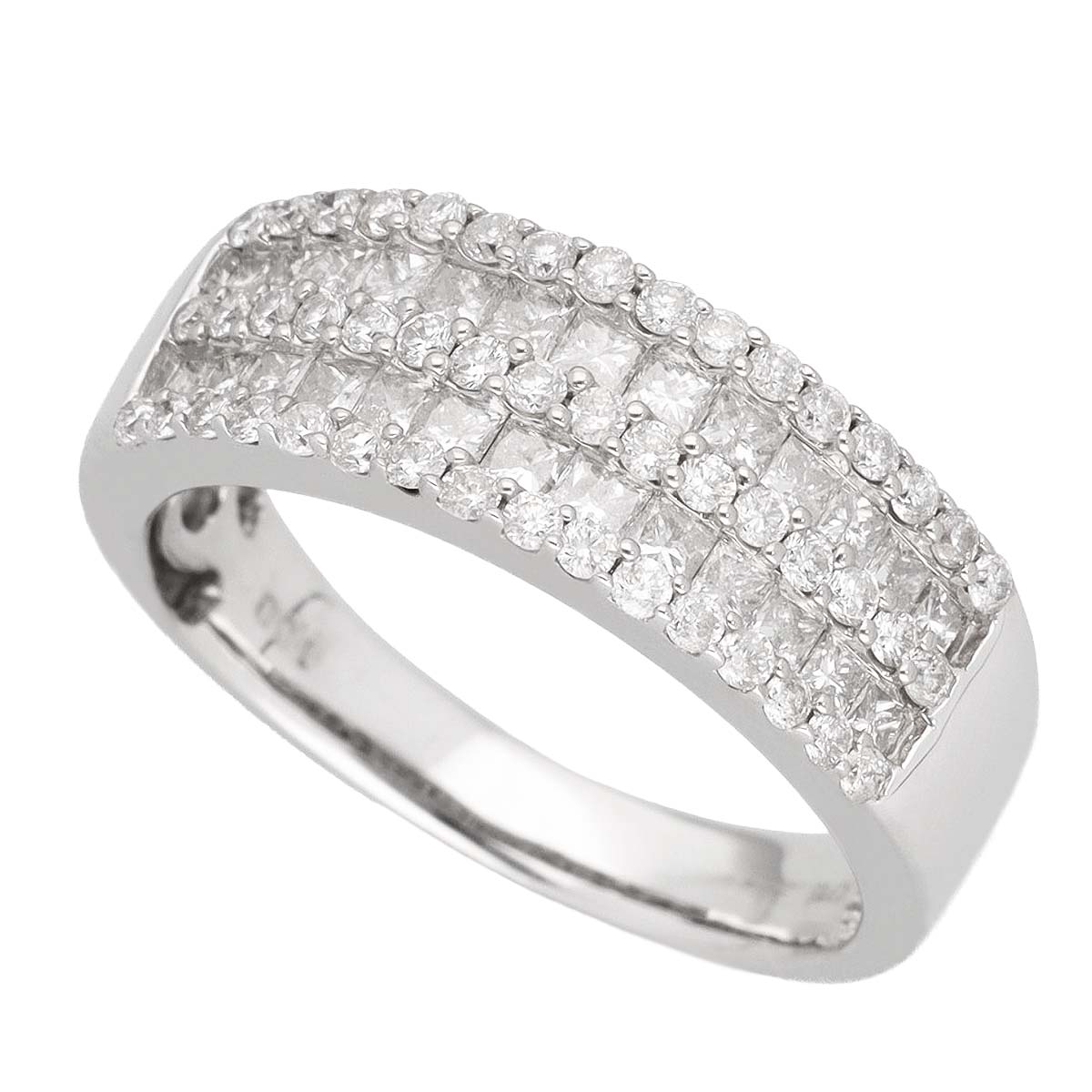 Rakuten - ダイヤモンド(1.00ct)リング 750 K18 WG ホワイトゴールド 日本サイズ約14号 #54【送料無料】【代引き手数料無料】指輪【中古】23180414